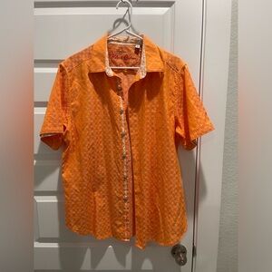 Robert Graham diamanté classic fit cotton Button Front Shirt‎ Short Sleeve XL